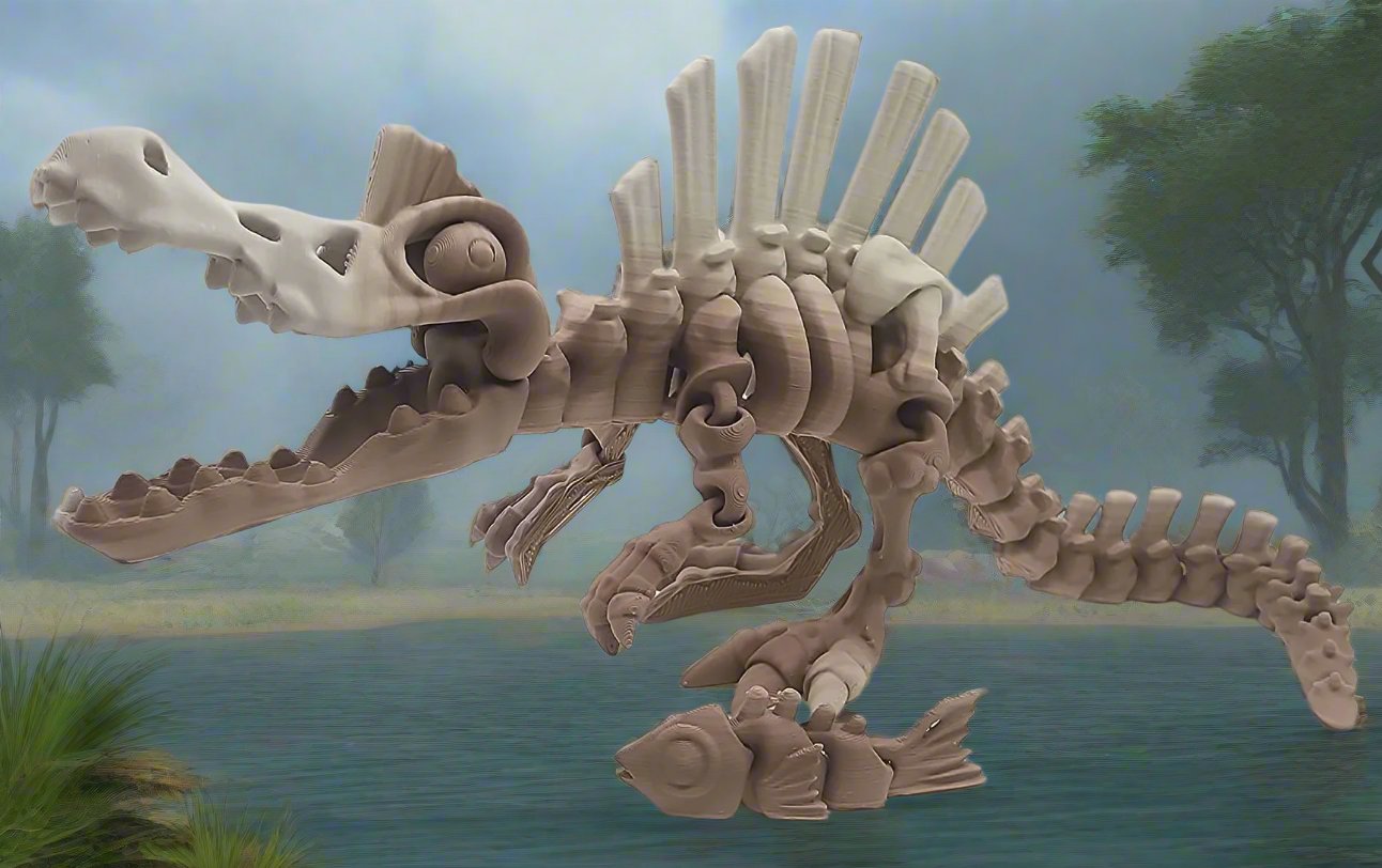 The Articulating  Skeleton Spinosaurus With Fish Sculpture / Fidget Toy