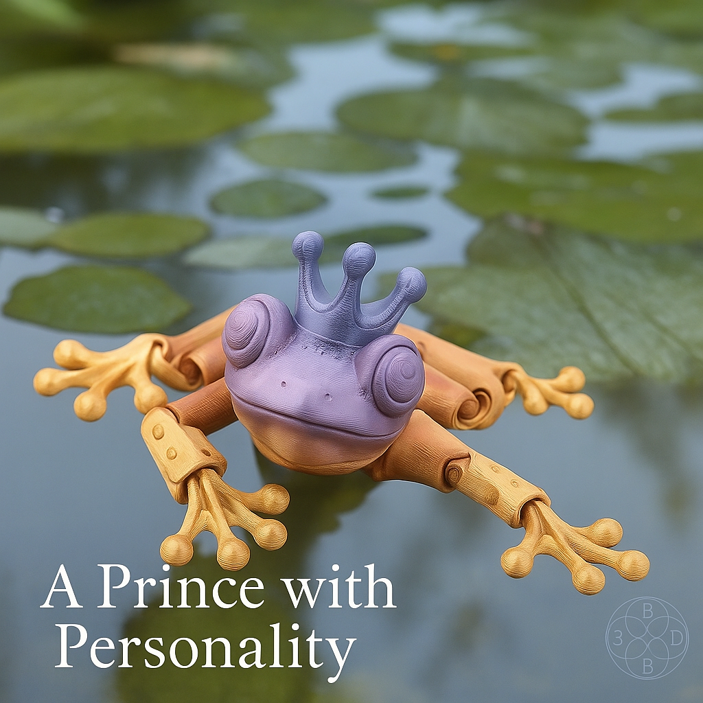 The Rainbow Frog Prince – Articulating 3D-Printed Sculpture / Fidget Toy