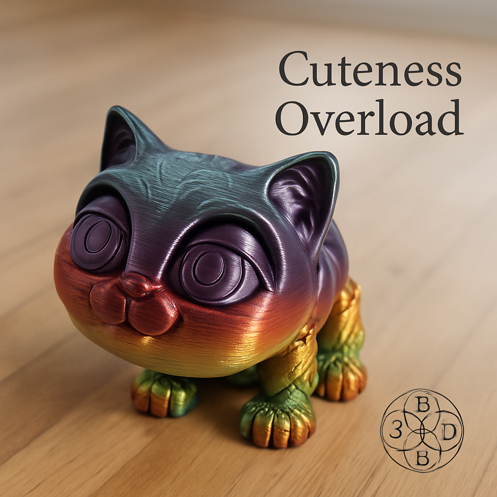 The Articulating Rainbow Kitten – Playful 3D-Printed Sculpture / Fidget Toy
