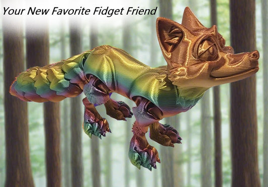 The Articulating Rainbow Fox Sculpture / Fidget Toy