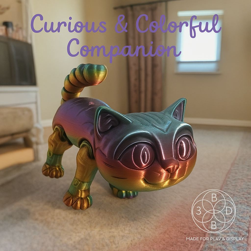 The Articulating Rainbow Kitten – Playful 3D-Printed Sculpture / Fidget Toy