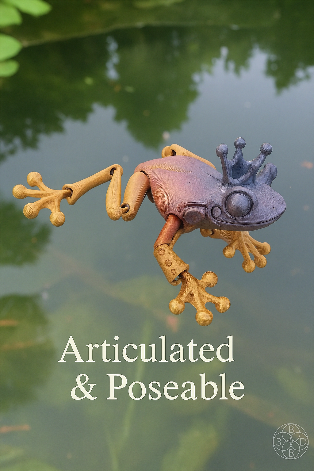 The Rainbow Frog Prince – Articulating 3D-Printed Sculpture / Fidget Toy