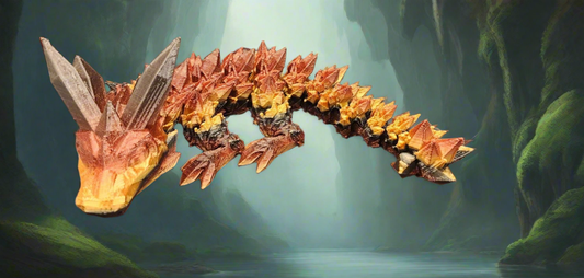 The Articulating Baby Tiger Eye Crystal Dragon Sculpture / Fidget Toy