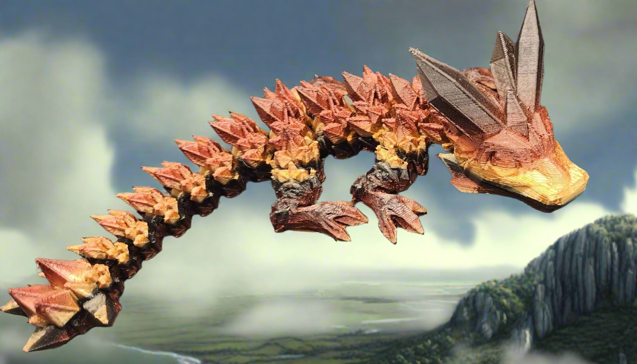 The Articulating Baby Tiger Eye Crystal Dragon Sculpture / Fidget Toy