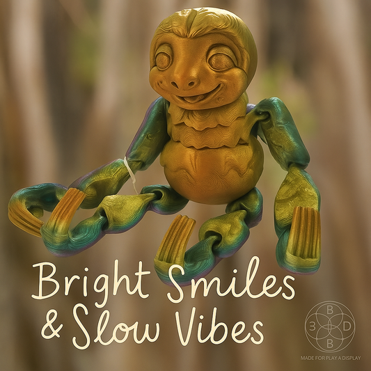 The Articulating Rainbow Three-Toed Sloth – 3D-Printed Sculpture & Fidget Toy