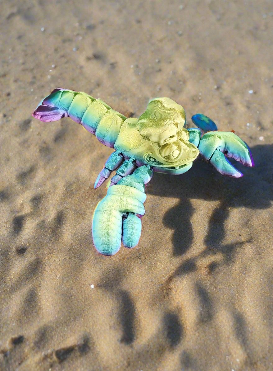 The Articulating Rainbow Lobster Chef Sculpture / Fidget Toy