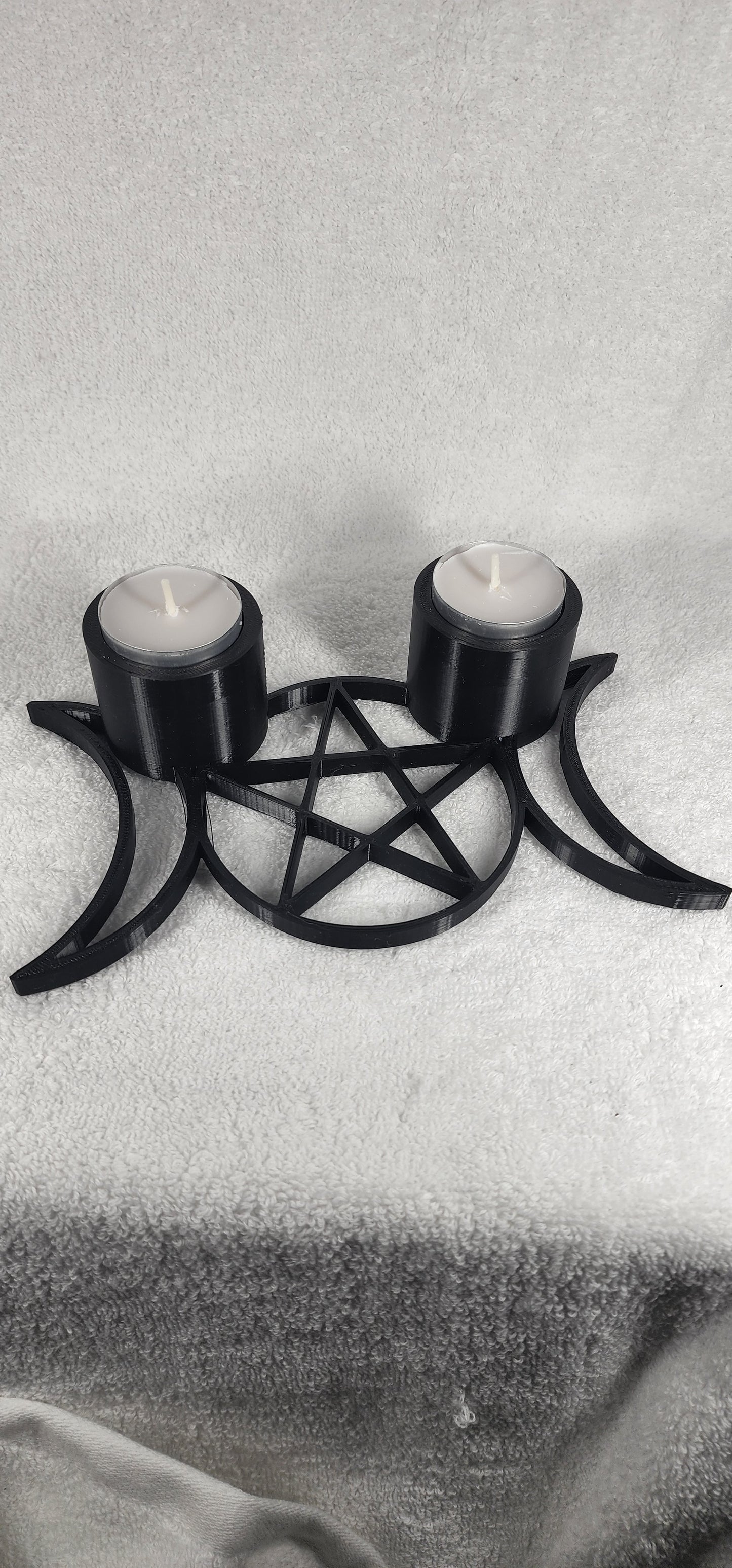 Triple Goddess Tea Light Candle Holder - Mystical Black