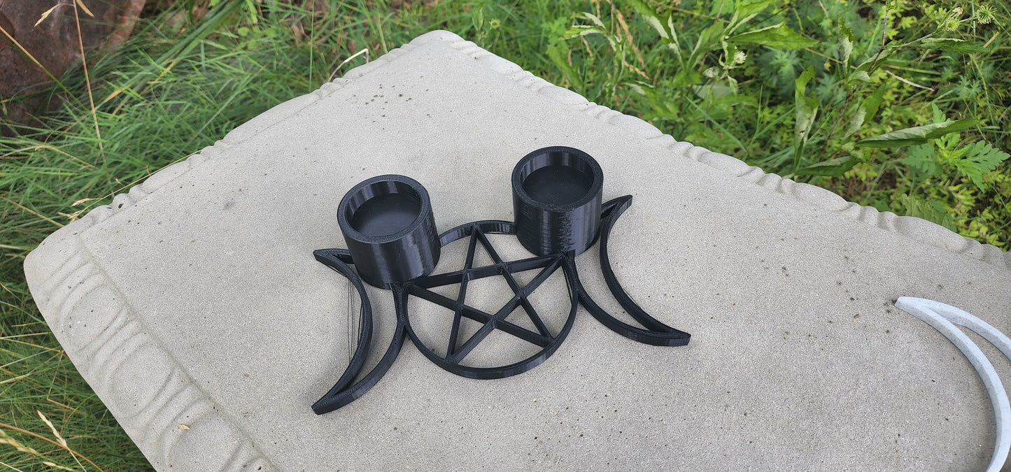 Triple Goddess Tea Light Candle Holder - Mystical Black