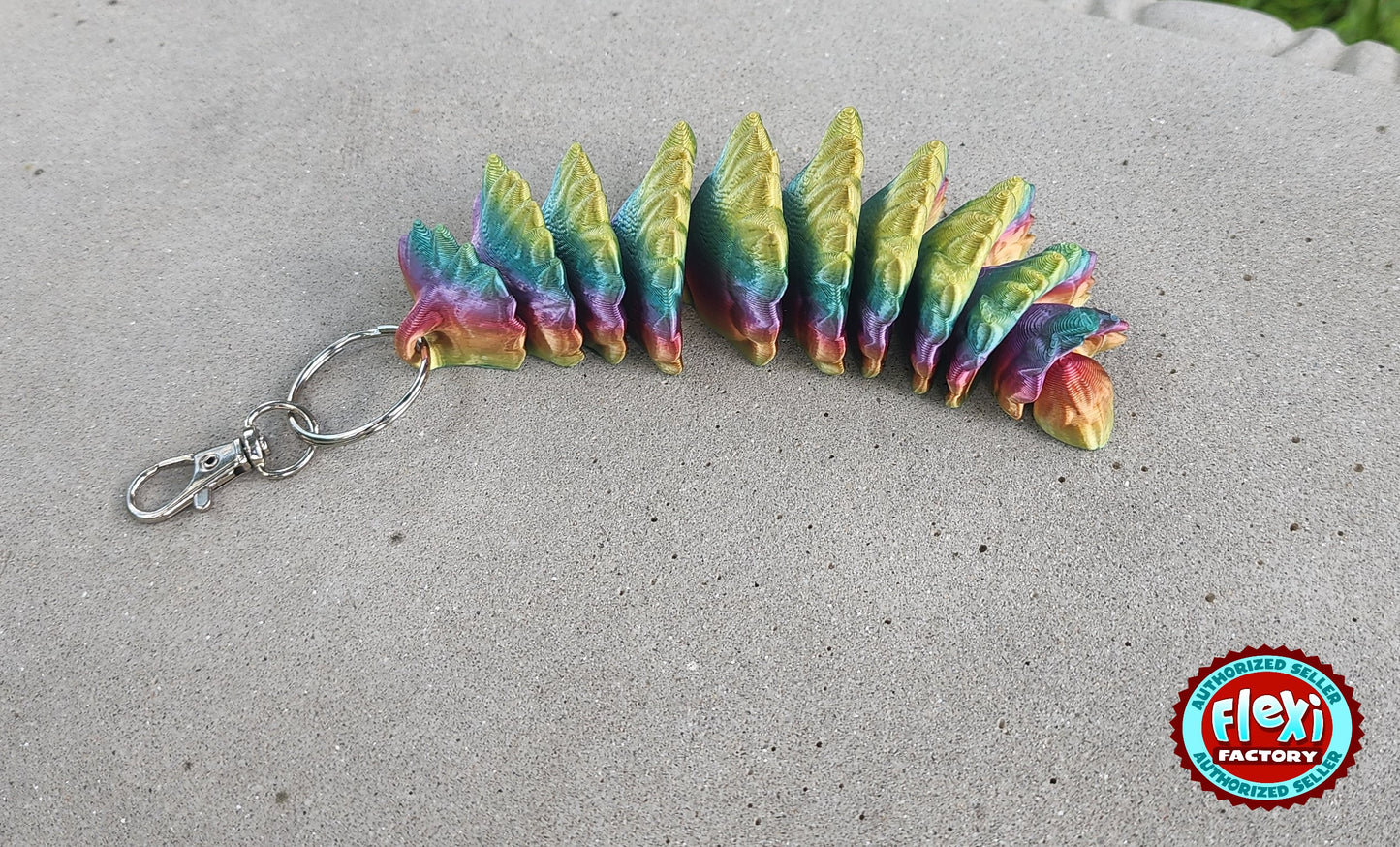 The Articulating Rainbow Squirrel Tail key chain