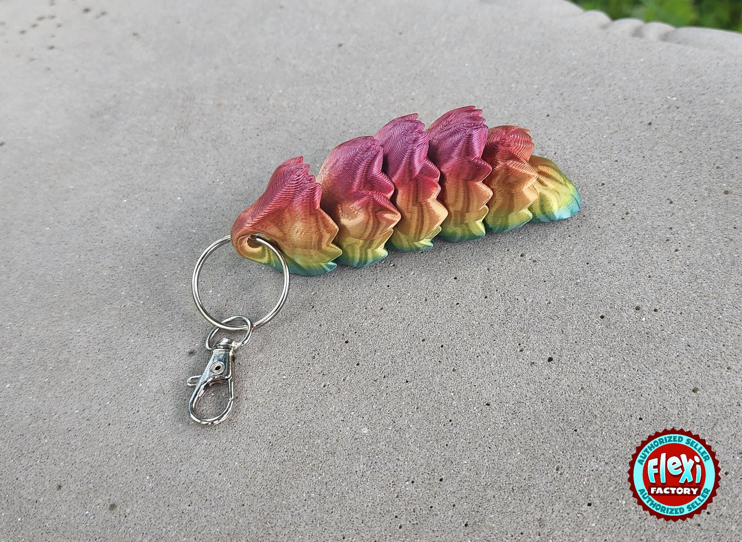 The Articulating Rainbow Fox Tail Keychain