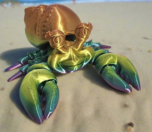 The Articulating Rainbow Hermit Girl Crab Sculpture / Fidget Toy