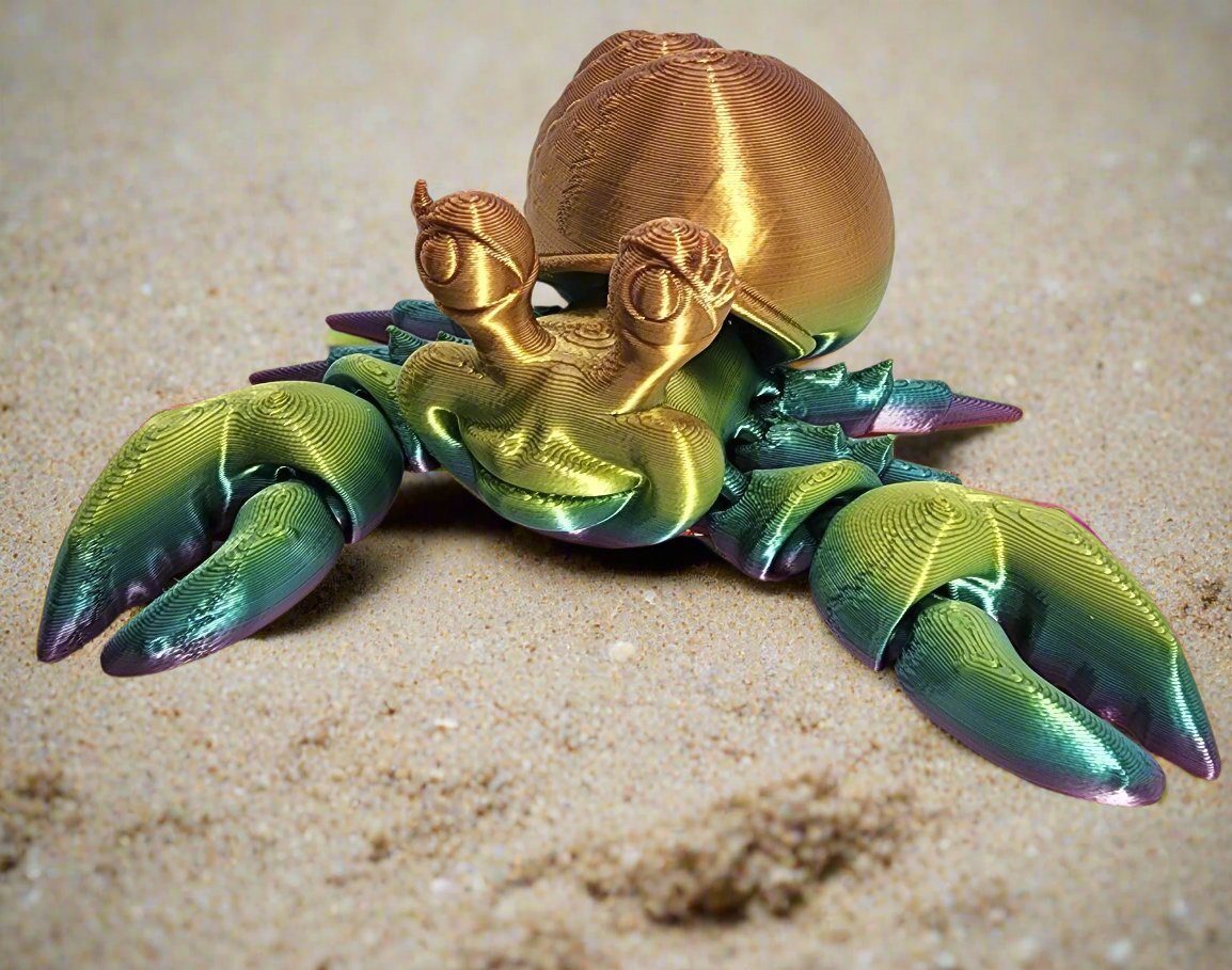 The Articulating Rainbow Hermit Girl Crab Sculpture / Fidget Toy