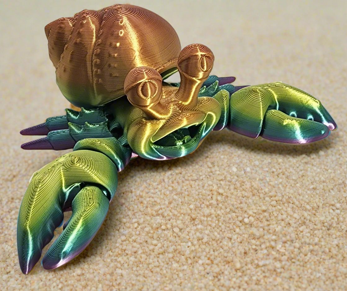 The Articulating Rainbow Hermit Boy Crab Sculpture/ Fidget Toy