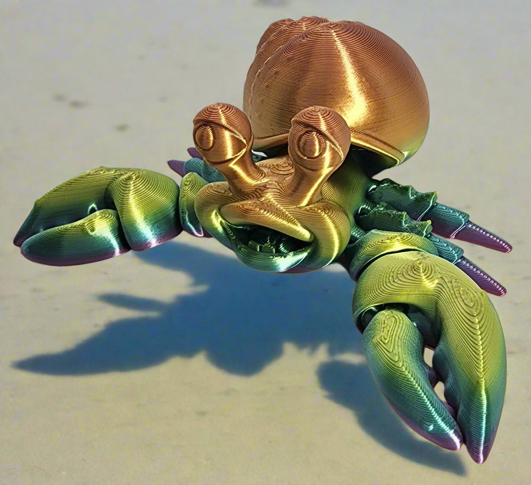 The Articulating Rainbow Hermit Boy Crab Sculpture/ Fidget Toy