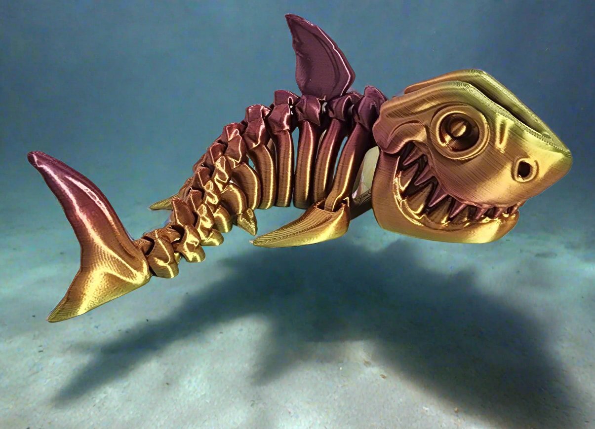 The Articulating Rainbow Skeleton Shark with Moving Bite / Fidget Toy