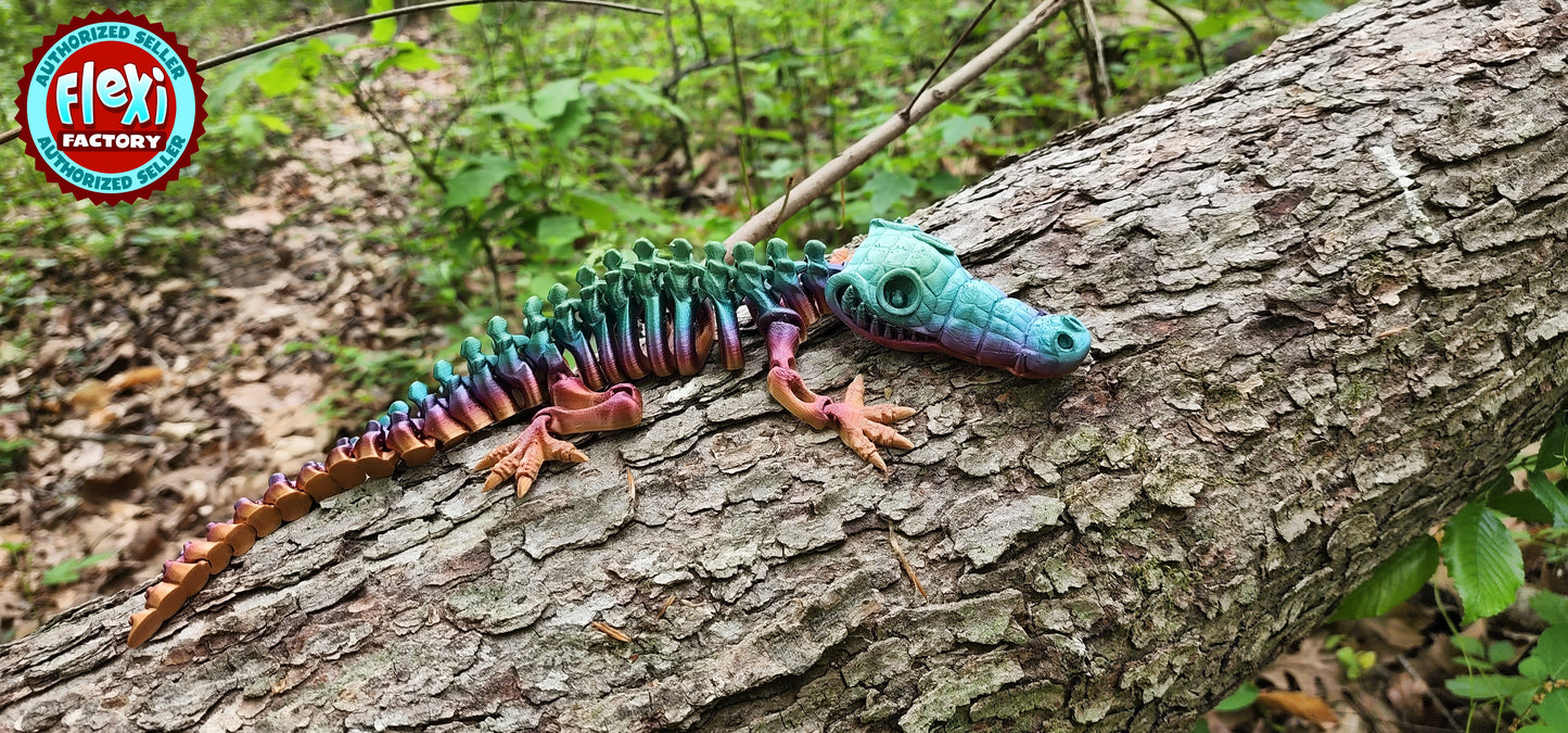 The Articulating Rainbow Skeleton Crocodile Sculpture / Fidget Toy