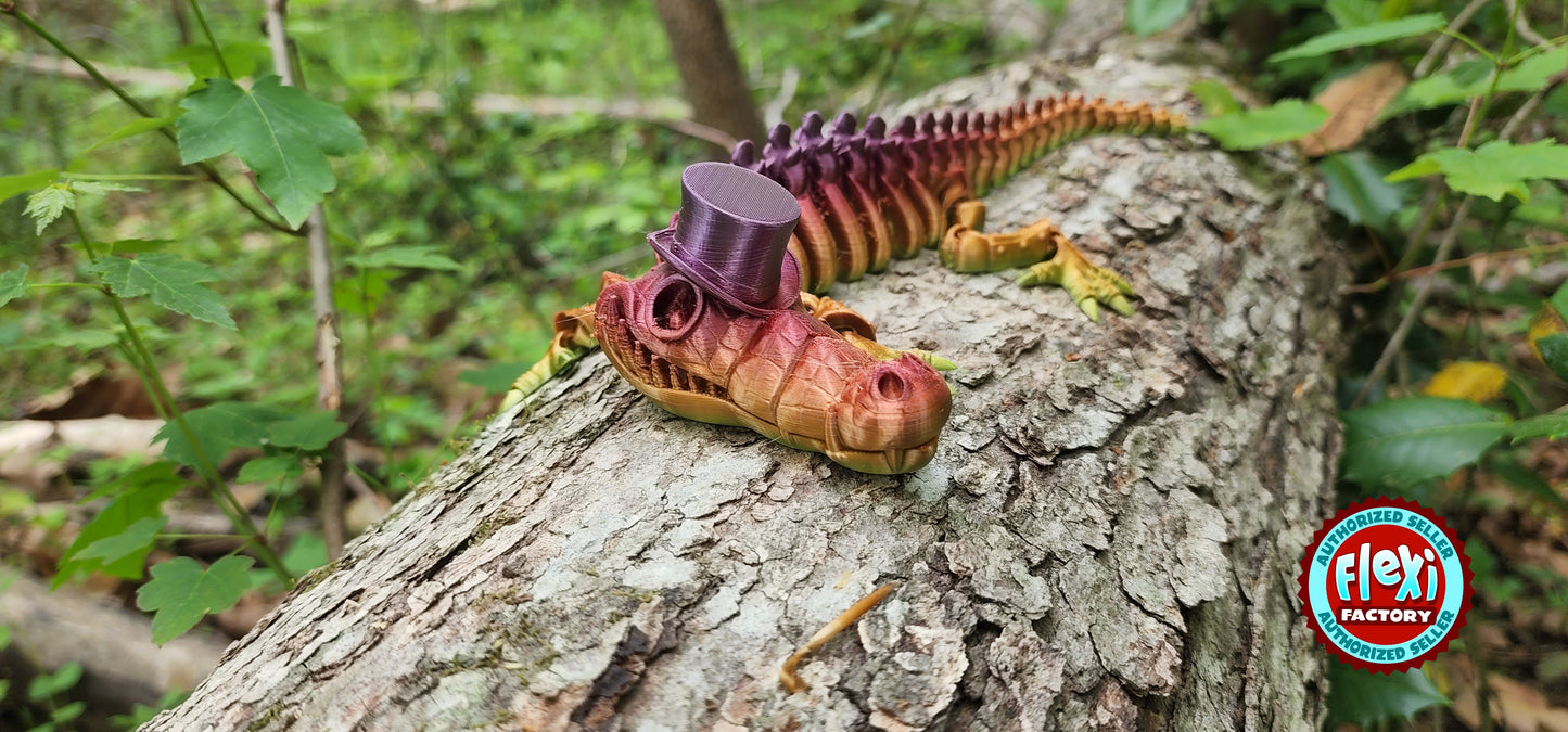 The Articulating Fancy Dressed Skeleton Crocodile Sculpture / Fidget Toy